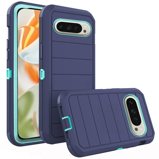 Asuwish Phone Case for Google Pixel 9/Pixel 9 Pro/Pixel 10/Pixel 10 Pro 5G Hybrid Rugged Shockproof Hard Protective Drop Proof Full Body Heavy Duty Mobile Cell Cover Pixel9 9Pro 10Pro Women Men Blue