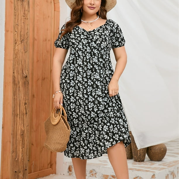 Dresses Summer Dress women S Casual Fashion Plus Size Printing