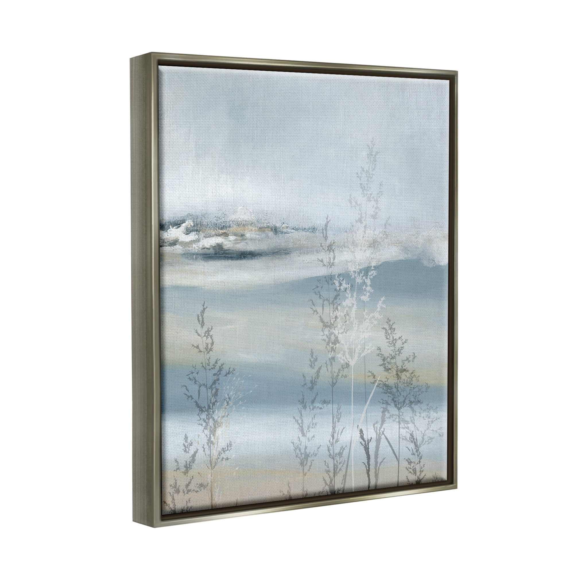 Stupell Industries Abstract Blue Landscape Abstract Painting Gray Floater Framed Canvas Art Print Wall Art, 25 x 31