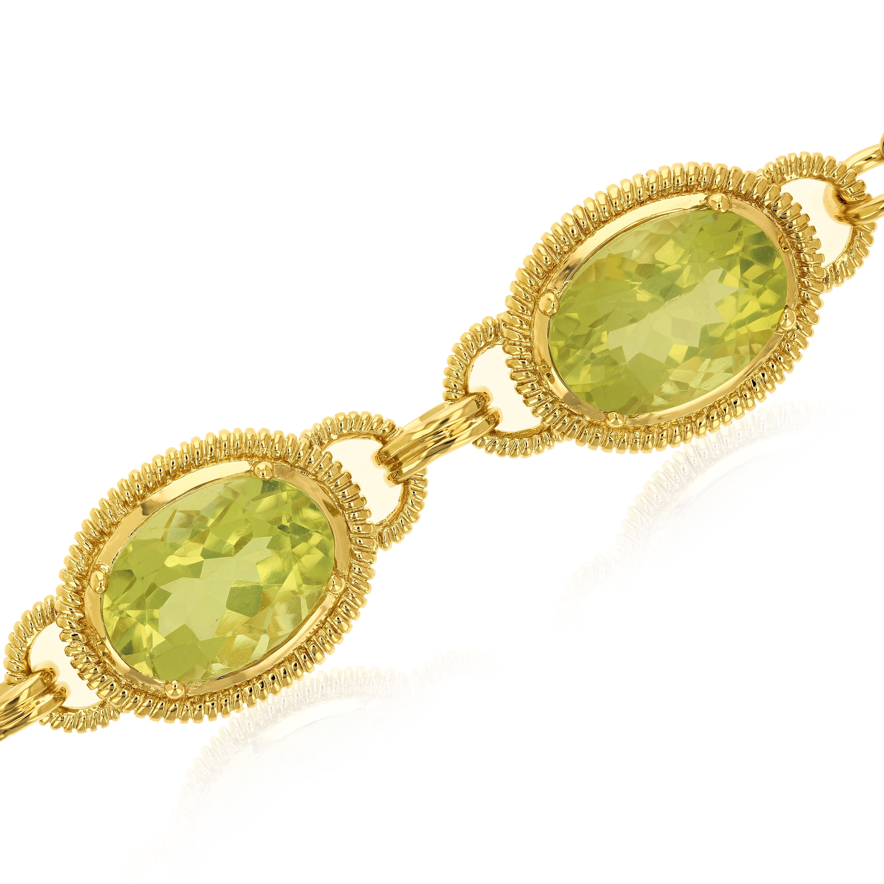 Vir Jewels 21 CTTW Lemon Quartz Tennis Bracelet Yellow Gold Plated over Brass 14x10 MM Oval