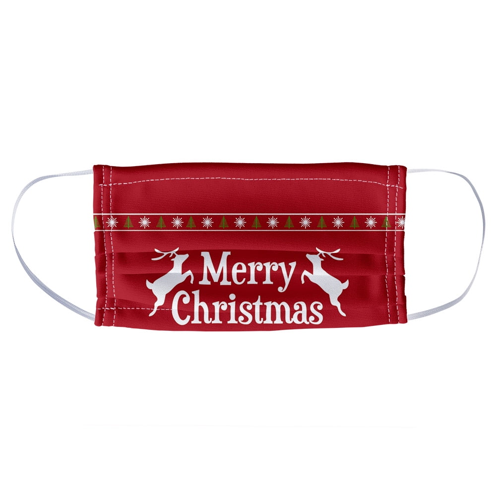 Merry Christmas Holiday Reindeer 1Ply Reusable Face Mask Covering