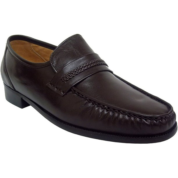 Men's Dress Loafers Leather Moc Toe Slip On Comfort Moccasin Shoes ...