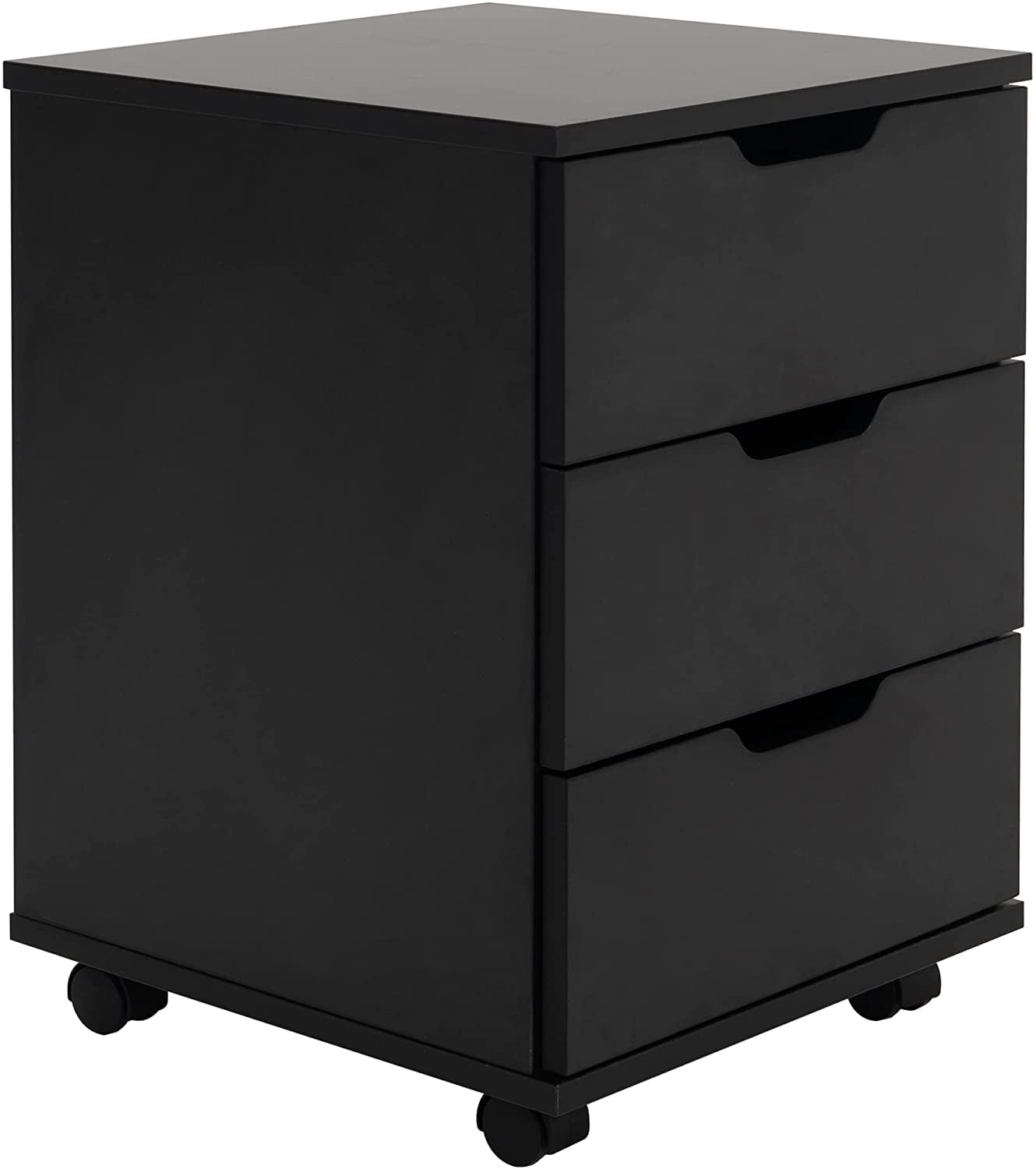 MAYEERTY 3-Drawer Vertical Wood Filing Cabinet with Casters for Home Office, Black, Non-Assembled