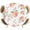 White, variant on Peach Round Tablecloth 36-44 Inch Round Fitted Table Cloth with Elastic Edge, Spring Floral Green Leaf Botanical Pink Fruit Rustic Waterproof Table Cover Protector for Outdoor Picnic Party Dining