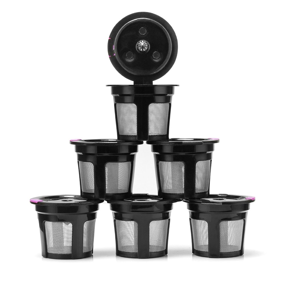 6Pcs Refillable Coffee Capsules Filter Mesh K Cup Baskets Reusable