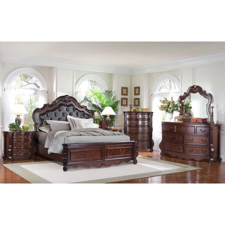 Old World Cherry King Bedroom Set 6Pcs McFerran B527 Classic Traditional