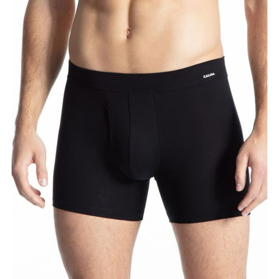 Men's Calida 25890 Cotton Code Long Boxer Brief (Black 2XL)