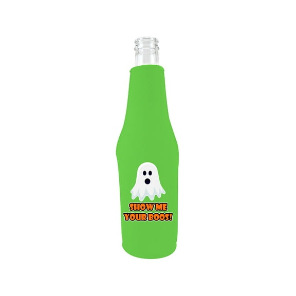 Show Me Your Boos! Beer Bottle Coolie (Bright Green)