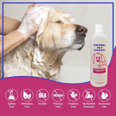PurePetEssentials Lavender Scent Natural Dog Shampoo for Itchy Skin, Prevents Dandruff, 16oz