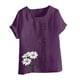 thumbnail image 4 of Vestidos Casuales Para Mujer, Blusas De Mujer De Moda Blusa informal de lino con botones y manga corta estampada para mujer, 4 of 4