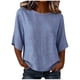 thumbnail image 2 of Neewe Women's Summer Casual Crewneck Half Sleeve T-Shirts Plain Loose Fit Cotton Linen Basic Tops Tees Blouses, 2 of 8