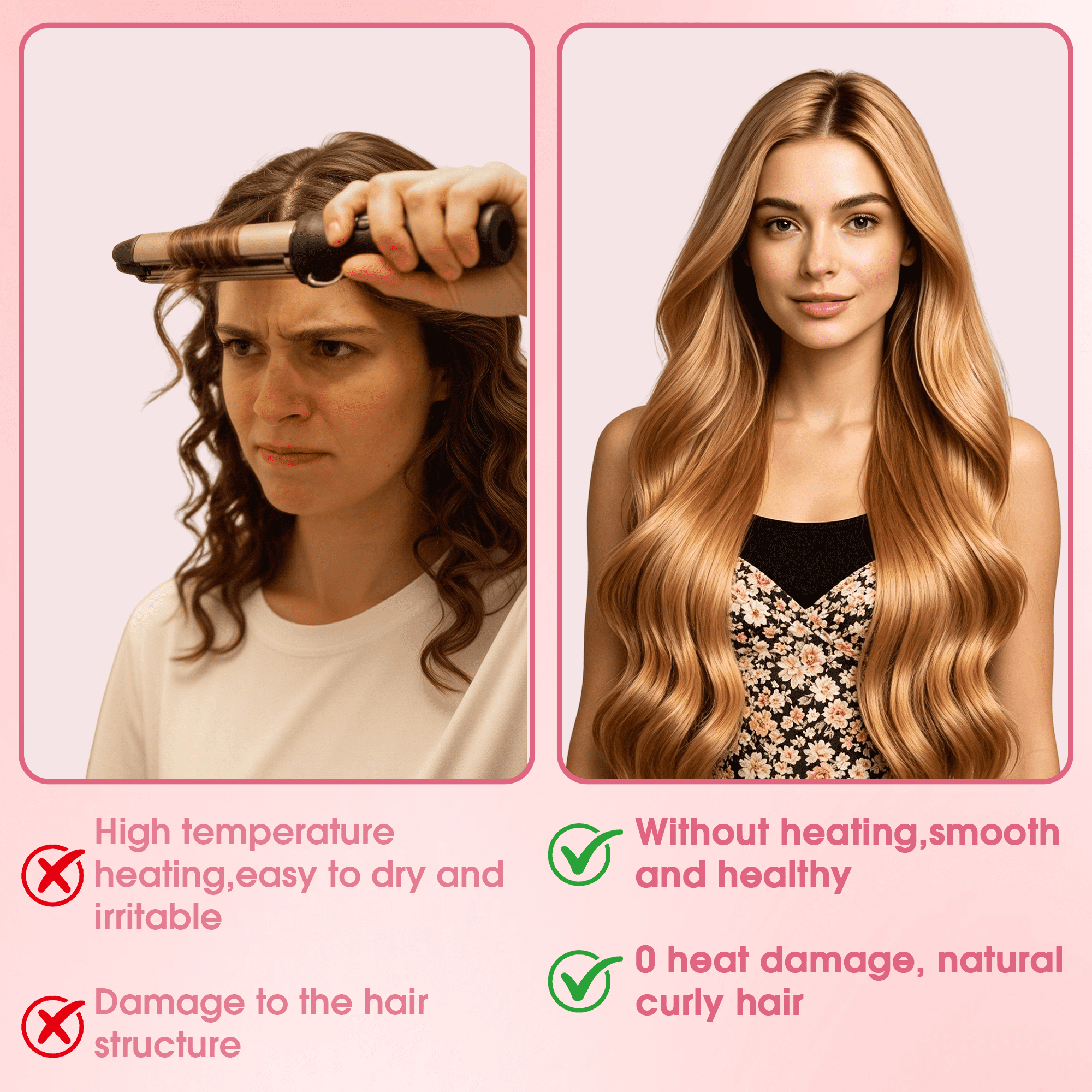 Heatless Hair Curler Set, No Heat Satin Curling Rods for Long Hair, Satin Covered Curling Rod, Overnight Hair Curlers for Natural Waves, 6 Pack