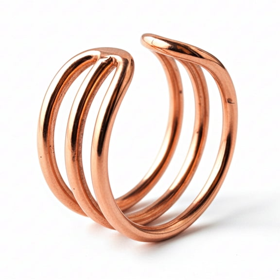 Open Cuff Ring in Pure Copper, Adjustable Pure Copper Triple Wave Ring, Gift for her
