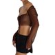 thumbnail image 3 of SAYOO - Camiseta de manga larga para mujer, color sólido, con amarre, de malla, transparente SAYOO Moda, 3 of 4