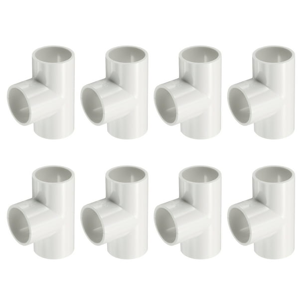Uxcell 8Pcs Conector de Tee de 3 Vías de 3/4", Accesorios de Esquina de Grado de Construcción de Muebles para Estructura de Soporte de Jardín de Estante DIY, Conexión de Carpa, Blanco