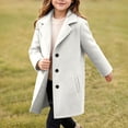 thumbnail image 6 of vdgthytj Unisex Kids Peacoat Button Front Long Sleeve Lapel Collar Solid Fashion Fall Winter Casual Coat with Pockets(14-15Years,White), 6 of 9