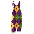 thumbnail image 4 of Dresfit Women's Mardi Gras Overalls Sleeveless Wide Leg Romper 2026 Adjustable Strap Patchwork Carnival Jumpsuit Petite Loose Outfits Purple XL, 4 of 4
