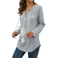 thumbnail image 6 of Nlife Women Long Sleeve Lace Up V Neck Long Sleeve Top, 6 of 10