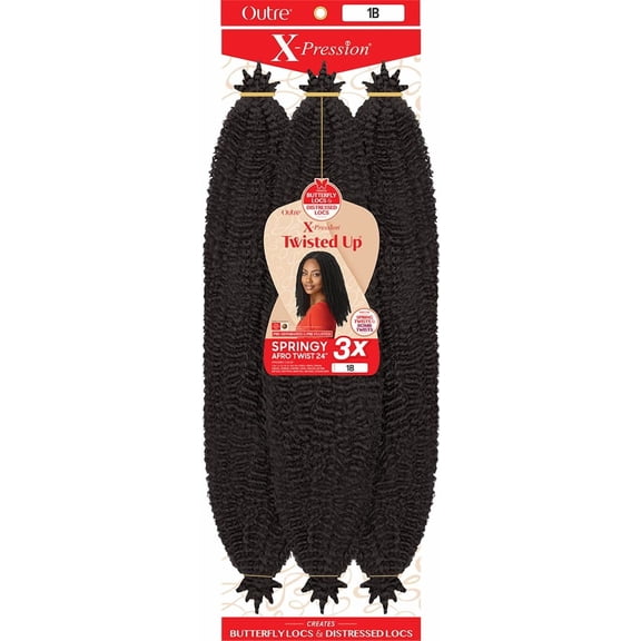 Crochet Braids Twisted Up 3X Springy Afro Twist 24" (1-pack, 1B)