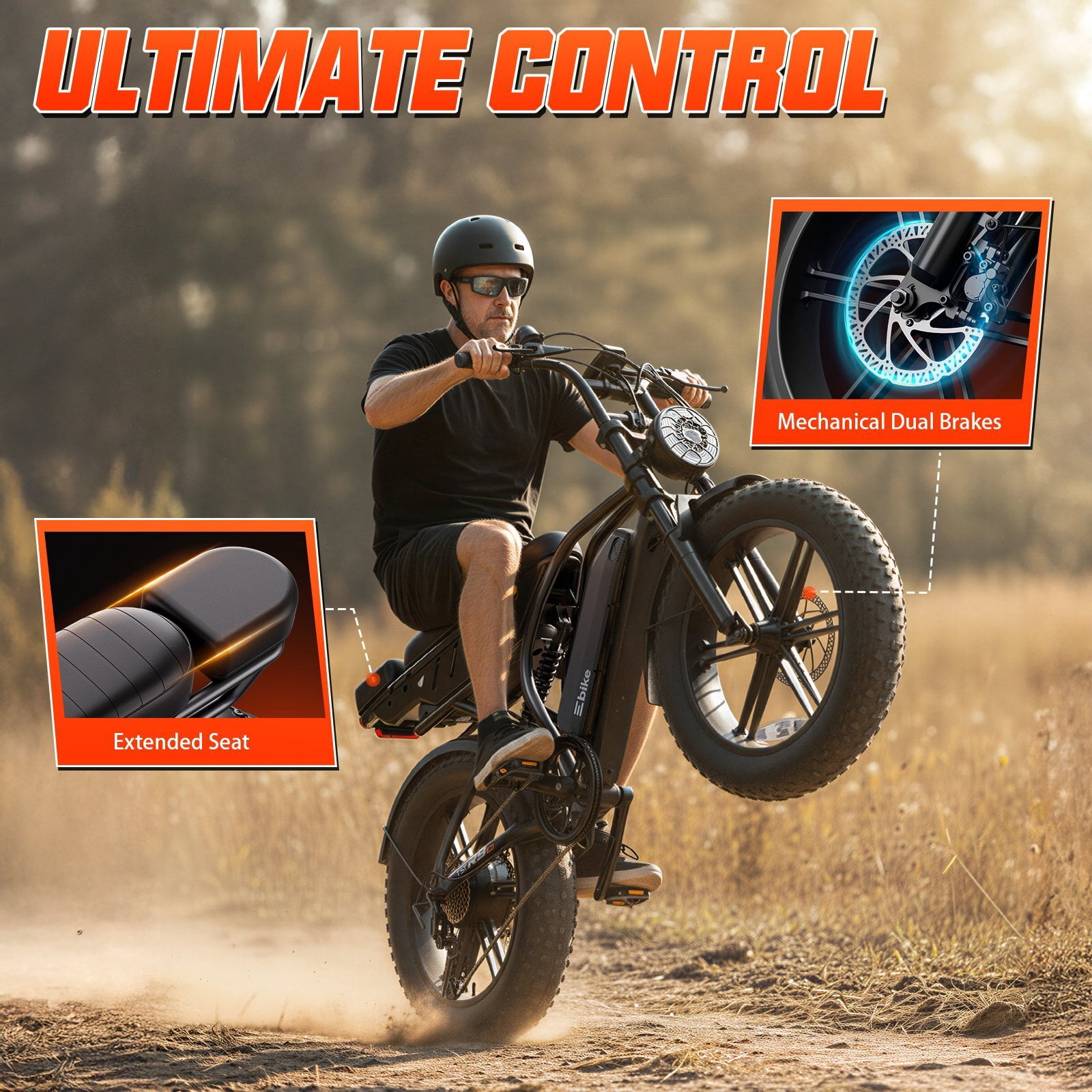 TST Electric Bike for Adults, 750W Peak 1500W Motor, 20"x4" Fat Tire E Bicycle, E Mountain Bike, 48V/15AH UL2849, App Control