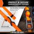 thumbnail image 4 of SmartStraps 1-1/4 in. x 20 ft. Orange CarbonX Ultra Long Heavy Duty Ratchet Tie Down Straps, 1,000 lb. Safe Work Load - 4 pack, 4 of 7