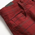 thumbnail image 6 of HOOMEUMY Men's Plaid Straight Leg Pants Business Striped Stretch Casual Zipper Slim Fit Suit Trousers with Pockets Red M, 6 of 7