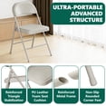 thumbnail image 4 of HaiCube 2-Pack PU Leather Padded Folding Chair, Heavy Duty Portable Folding Chair with Metal Frame, No Assembly Indoor Chair, Khaki, 4 of 8