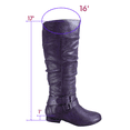 thumbnail image 2 of Women's Zipper Knee High Riding Boots Casual Flat Low Heel Winter Boots Shoes ( Purple, 8.5), 2 of 5