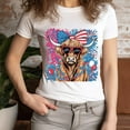 thumbnail image 3 of Cowgirl 4th of July Shirt, USA Highland Cattle with Glasses and Bow Tee, Navy, 3XL, 3 of 6