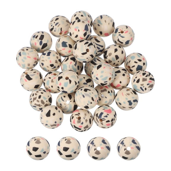 Uxcell 15 Pcs Silicone Beads, 15mm Round Leopard Beads for Beaded Keychain Making DIY Crafts Bracelets Beadable Pen Jewelry Making Supplies, Black Leopard