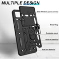 thumbnail image 3 of Samsung Galaxy Z FLIP 3 5G Case with Slide Camera Cover, 360° Rotation Ring Kickstand [Military Grade] Case, Black, 3 of 9