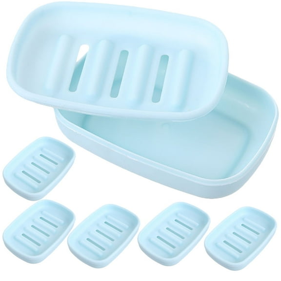 BEADCEST 6Pcs Plastic Soap Dishes for Travel with Protective Features and Drip Tray
