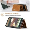 thumbnail image 4 of Back Wallet Case for Google Pixel 6A, Detachable Card Slots Holder Kickstand Magnetic Closure Cover with Premium PU Leather Soft Silicone Shockproof Drop Resistant Protective Case,Brown, 4 of 9