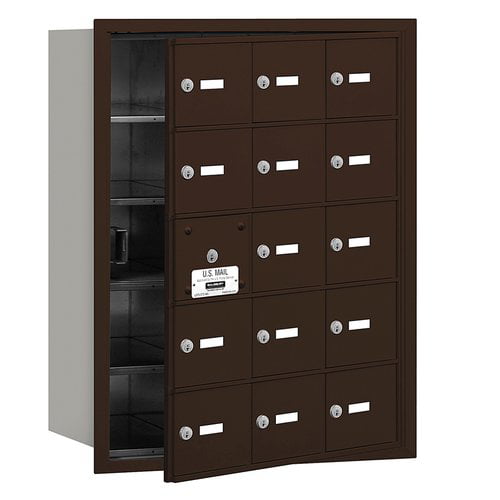 4B+ Horizontal Mailbox (Includes Master Commercial Lock) - 15 A Doors (14 usable) - Bronze - Front Loading - Private Access