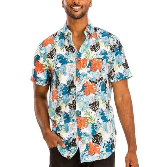 Men Hawaiian Shirt Vacation Short Sleeve Casual Button Down Shirts Summer Beach Shirt