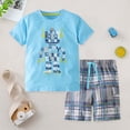 thumbnail image 2 of Leey-World Toddler Baby Boy Summer Outfit Baseball//Golf/Tennis Embroidery Striped Short Sleeve T Shirt Shorts Set 2Pcs Outfit Summer Boy Clothes(Sky Blue,4-5 Years), 2 of 9
