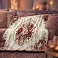thumbnail image 5 of Ornate Baroque Floral Arrangement Autumn Leaves autumn celebration Accents, Warm Flannel Blanket for Cabin and Lodge, Festive autumn celebration Scene, Art Lovers autumn celebration Gift, 5 of 7