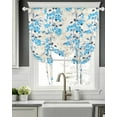 thumbnail image 5 of Blue Flowers Tie Up Curtains for Window, Thermal Insulated Balloon Shade Adjustable Rod Pocket Curtains Valance Panels for Kitchen Bathroom Cafe 42 x 54 Farmhouse Pastoral Spring Botanical Plants, 5 of 6
