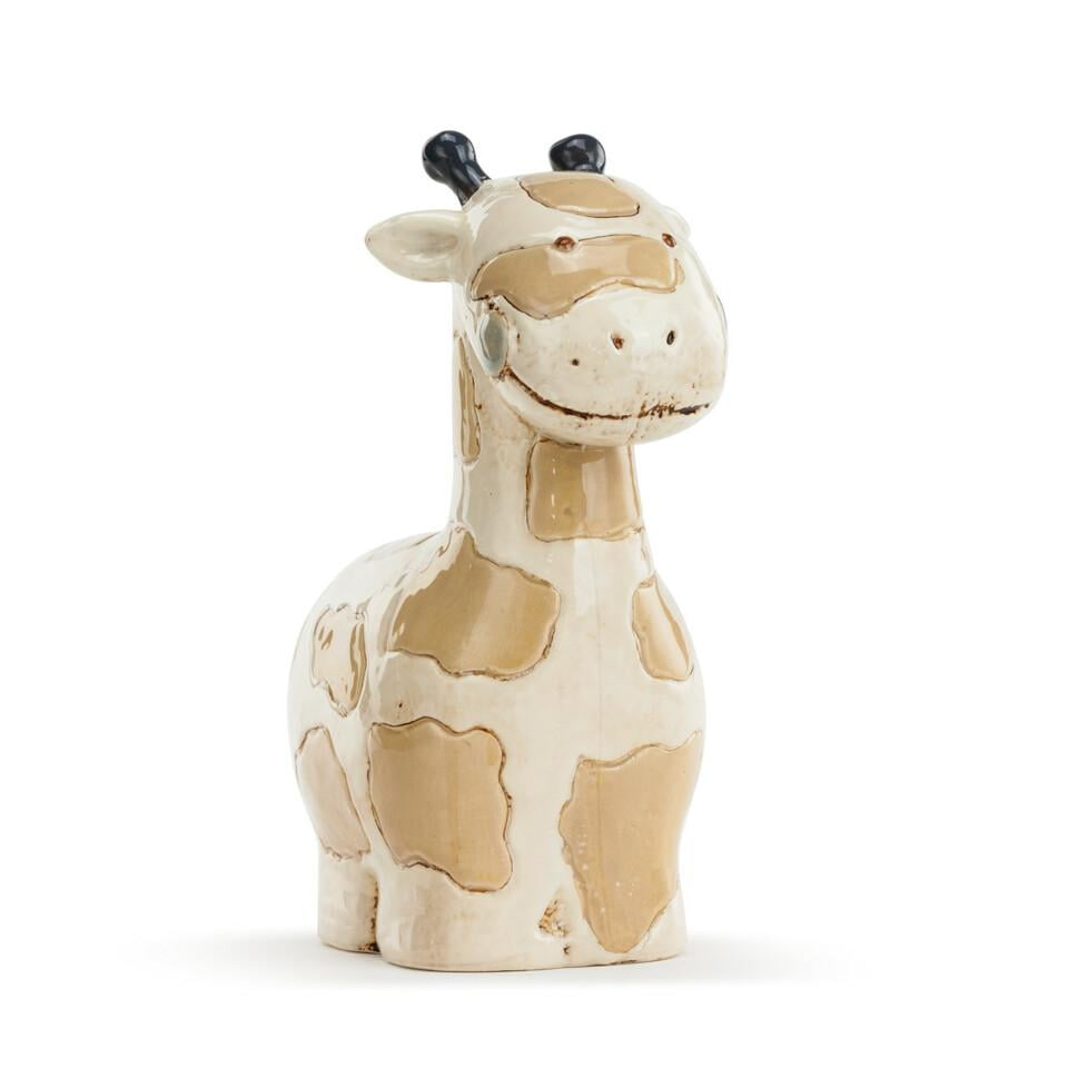 Giraffe Character Glossy Brown 8.5 x 3.5 Distressed Ceramic Piggy Money