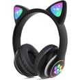 thumbnail image 1 of LED con Luz Audifonos Inalámbricos Pata de Gato Auriculares Plegables sobre la Oreja con Micrófono,Negro, 1 of 16