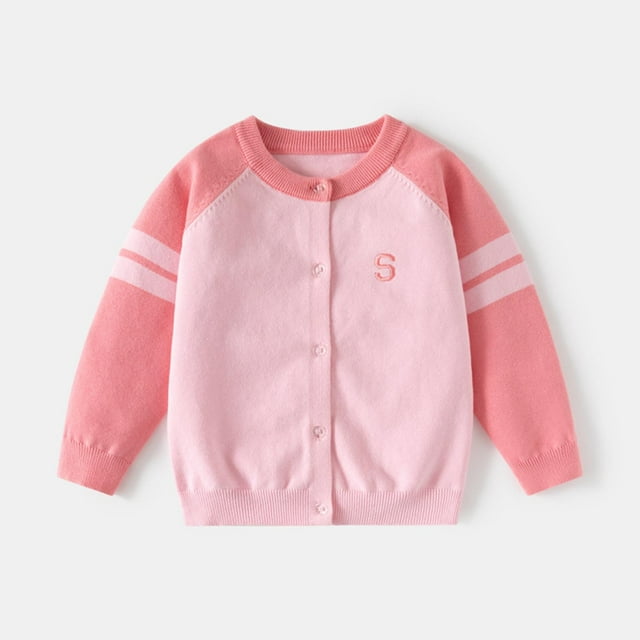 MKOSPLRT Cardigans pour Enfants 1-8 Ans à Blocs de Couleur, Cardigans Boutonnés, Chandails Raglan à Manches Longues, Mignons, Col Ras du Cou, Veste d'Automne, Manteaux pour Fille