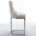 thumbnail image 5 of 26inch Barstools Set of 2, Velvet Button Tufted Counter Height Bar Stools with Nail Head Trims, Upholstered Bar Chair with Wingback and Metal Footrest for Kitchen Island, Home Bar, Beige, 5 of 7