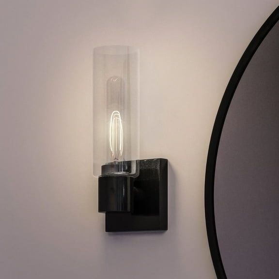 Luxury Cosmopolitan Wall Sconce, 12.625H x 5W, with Modern Farmhouse Style, Midnight Black, UHP4057 by Urban Ambiance