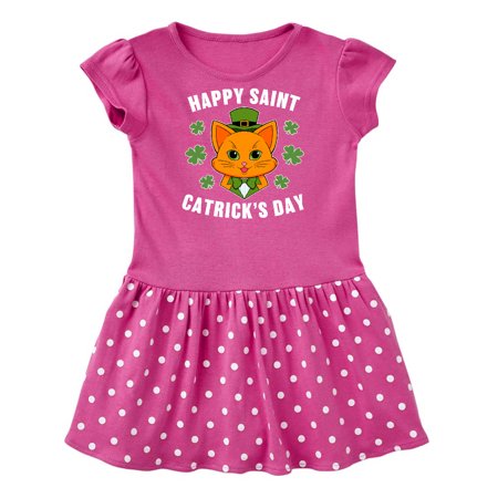 

Inktastic St. Patrick s Day Happy Saint Catrick s Day with Orange Cat Gift Baby Girl Dress