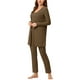 thumbnail image 2 of Pijama de punto para mujer Ropa de dormir casual Pantalones Shrug Cardigan 3ps Lounge Set X-Small Brown, 2 of 4