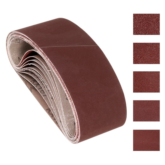 10Pcs Sanding Belts 3 x 21 Inch 40/60/100/180/320 Grit Aluminum Oxide Abrasive Sandpaper for Belt Sander Metal Grinding