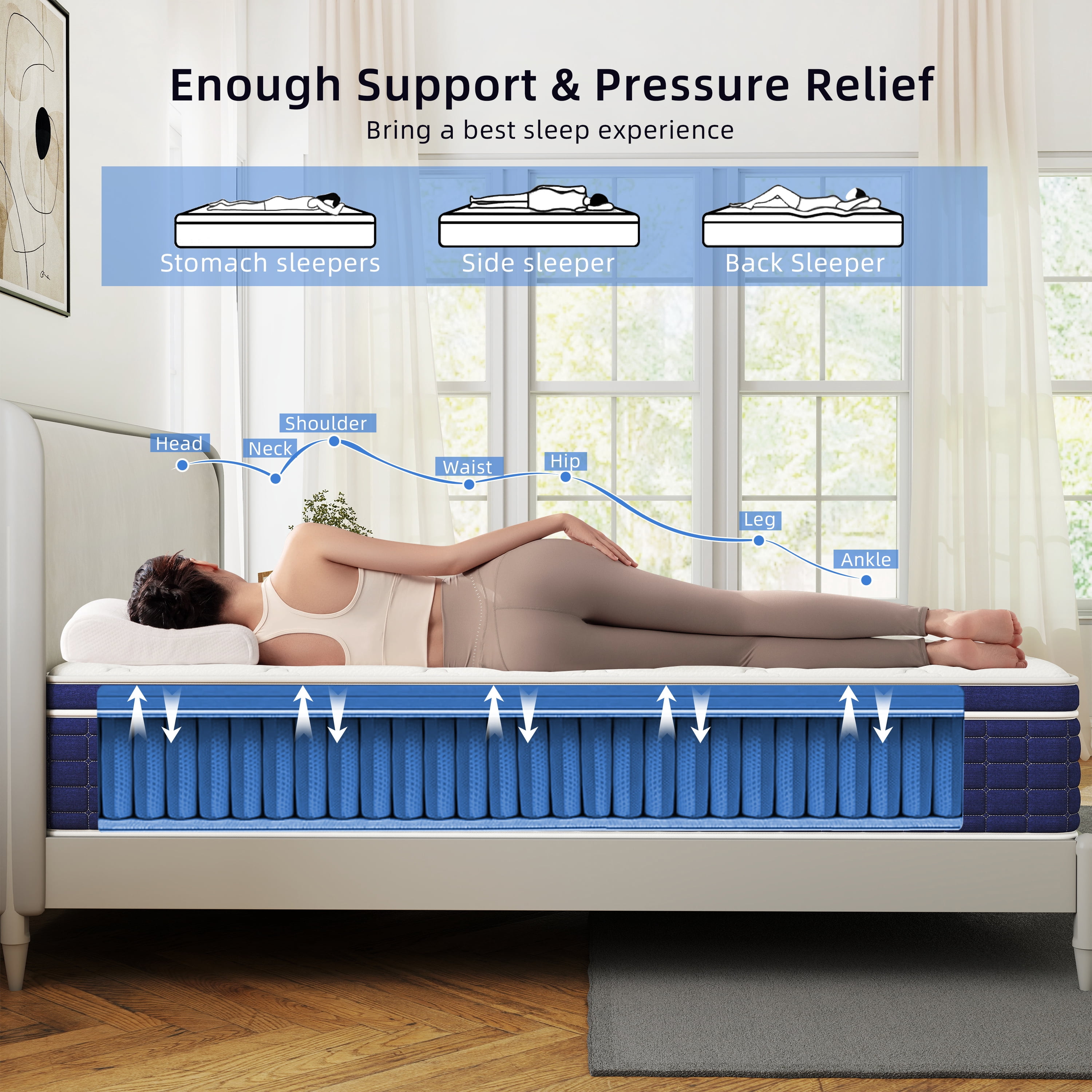lemontalking 14 Inch Twin Mattress Gel Memory Foam Spring Hybrid Mattress In A Box