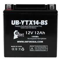 YTX14-BS 12V 12AH Sealed Lead Acid AGM Battery for Motorcycles, ATVs, UTVs, Snowmobiles - Fits Honda Rancher 350, Buell Blast, Yamaha, and More - Powersports Battery