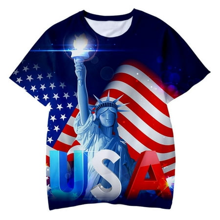 

Zlekejiko Independence Print Kid 3D Boys Clothes Tops 4th-of-July Toddler T-shirt Casual Boys Tops