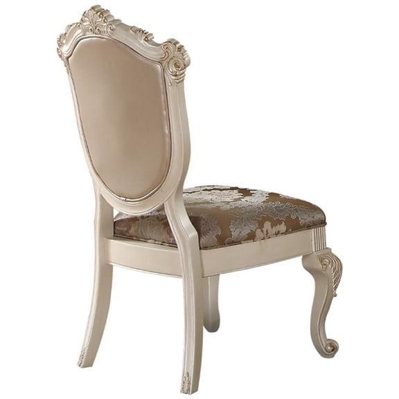 Pemberly Row Dining Side Chair in Rose Gold and Pearl White Set of 2